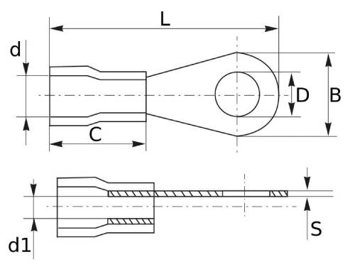 Наконечник кольцевой EKF НКИ 5.5-5 сечение проводника 4-6 мм2, отверстие под винт М5, цвет желтый, материал корпуса медь луженая, изолированный, упаковка 50 шт nki-5.5-5n
