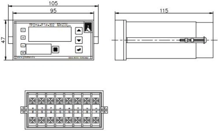 Контроллер температуры ПРОМА RTI-302-3C 3 реле 30А 250В, 7А 250В, 7А 250В, функции - нагрев,охлаждение,охлаждение с подключением испарителя, IP54