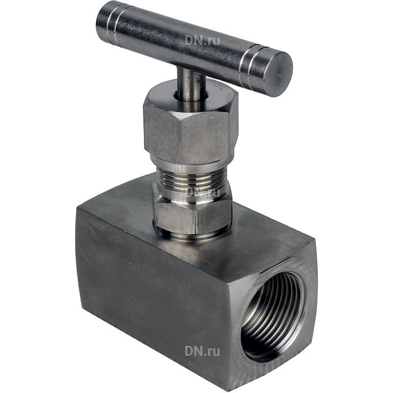 Клапан игольчатый VN3232M-T-Ht 1 1/4″ Ду32 Ру400 резьбовой, корпус - нержавеющая сталь 316, уплотнение - металл, с Т-образной рукояткой